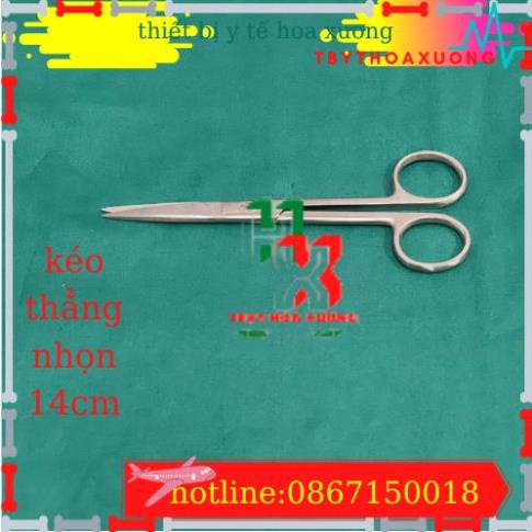 [Hàng Chính Hãng Parkistan] Kéo Y Tế Thẳng Nhọn 14cm- Kéo Cắt Chỉ