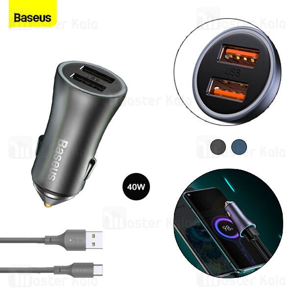 CHÍNH HÃNGBộ Tẩu củ Sạc nhanh 2 cổng USB Trên Xe Hơi ô tô 40w Baseus CCJD-A0G kèm dây type C QC3.0 Car Quick Charger