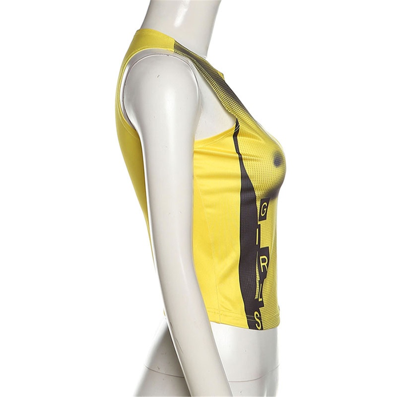 Áo Croptop Sát Nách Cổ Tròn Dáng Ôm In Họa Tiết Quyến Rũ Cho Nữ