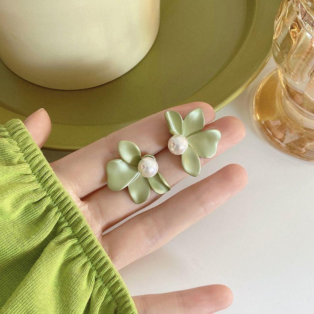 JARRED Bông Tai Hình Cánh Hoa Màu Trắng / Xanh Lá Sang Trọng Thời Trang Cho Nữ