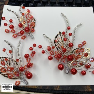 Bộ ba kẹp cài tóc cô dâu lá đồng đính hạt trai TP HCM