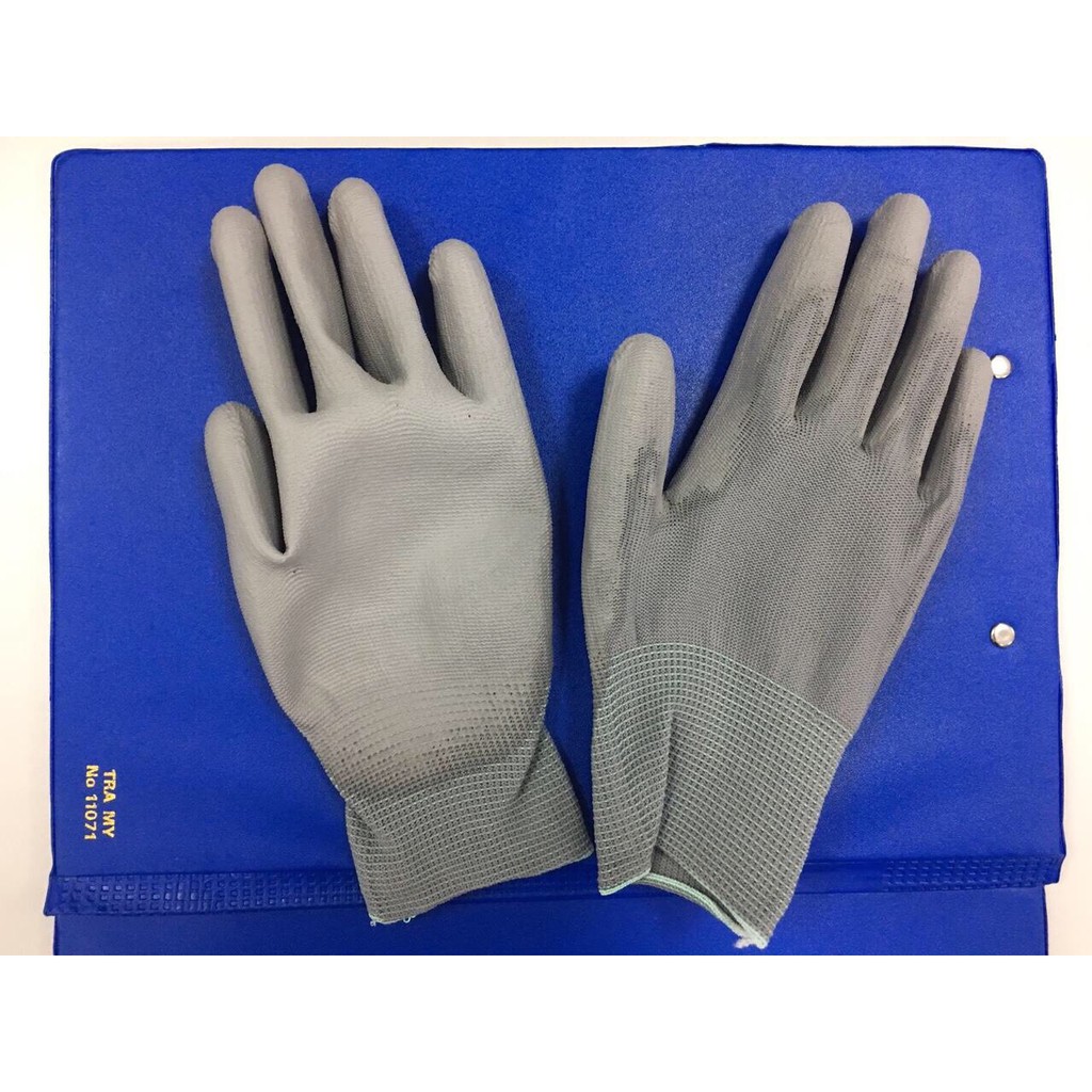 10 đôi gang tay bảo hộ lao động sợi dệt phủ sơn màu ghi chống tĩnh điện