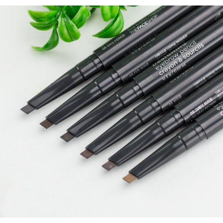 Chì kẻ mày The Face Shop Designing Eyebrow Pencil TFS 2 đầu 01-06 siêu dễ kẻ