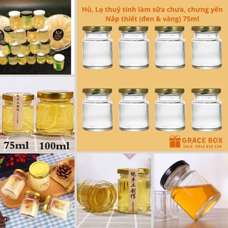 {Giá Sỉ} Hủ, Lọ Thuỷ Tinh Chưng Yến, Làm Sữa Chua Nắp Thiếc 75ml - Bao Bì Grace Box