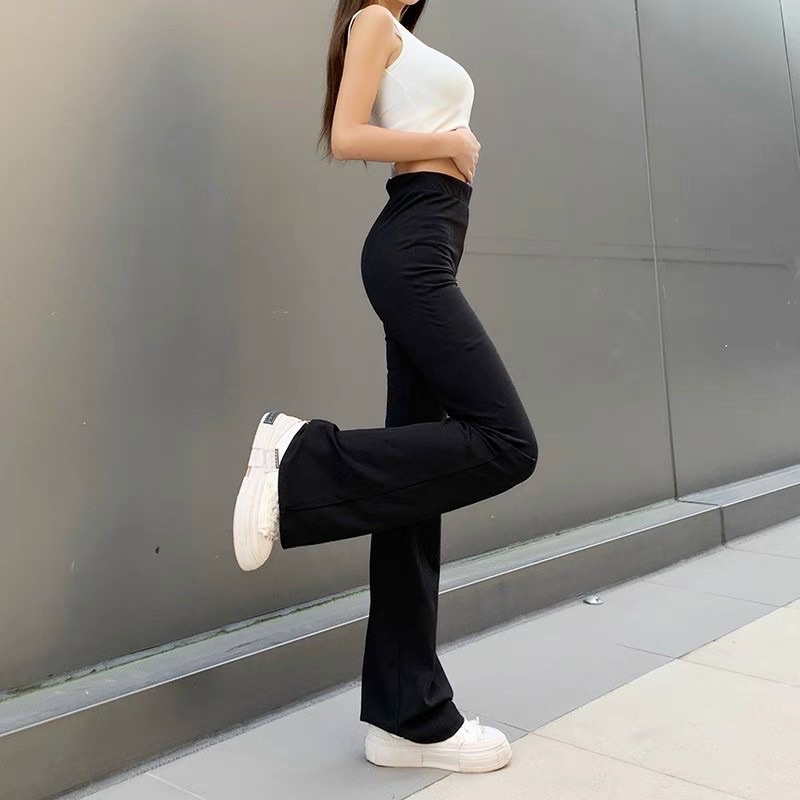 Quần Ống Loe Cạp Cao Dáng Dài, Quần Legging Ống Loe Siêu Tôn Dáng Kanimi | BigBuy360 - bigbuy360.vn