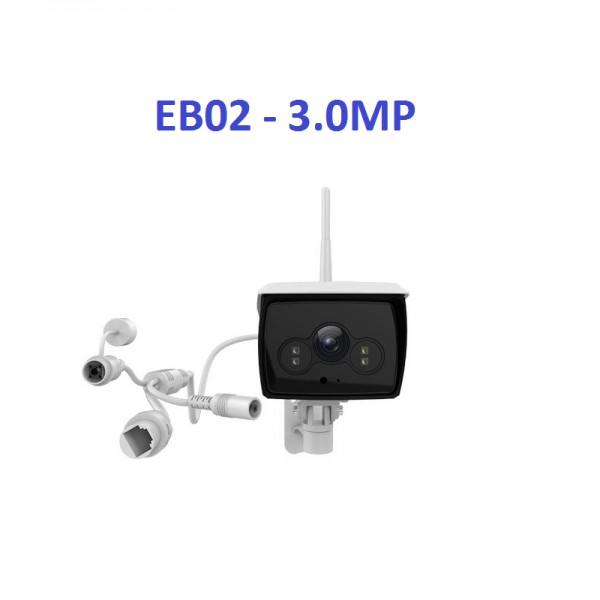 Camera EbitCam EB02 IP Wifi 3MP ngoài trời, 2 Led trắng 20m, MicroSD, Phát hiện chuyển động