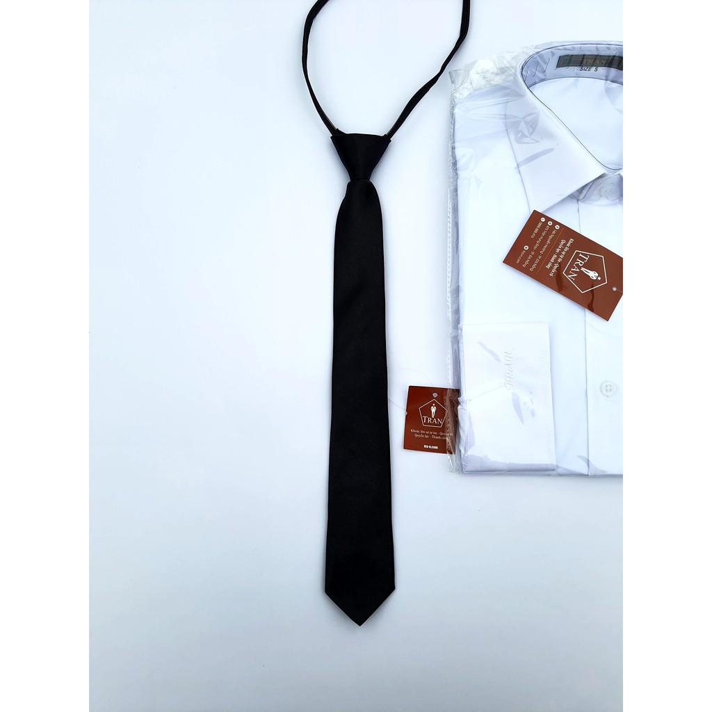 Cà vạt, Cavat Đen Dây Kéo Bản Nhỏ Thắt Sẵn 5cmx35cm