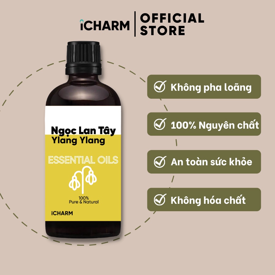 Tinh dầu ngọc lan tây xông phòng 100ml iCHARM - 100% Nguyên chất, Không pha loãng, Không tạp chất