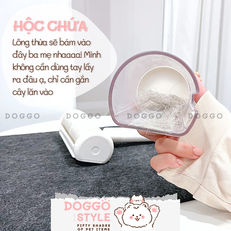 Cây Lăn Bụi Lông Chó Mèo 2 In 1 Kết Hợp Tĩnh Điện Và Băng Dính Làm Sạch Giường Nệm Sofa Áo Quần Doggo Style
