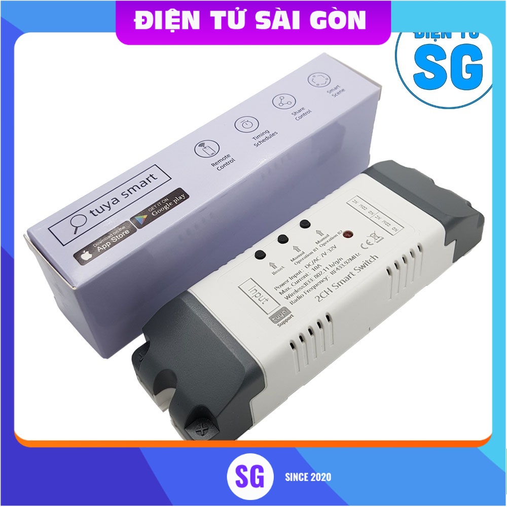 Bộ điều khiển Wifi 2 kênh Tuya 7-32VDC đảo chiều động cơ.