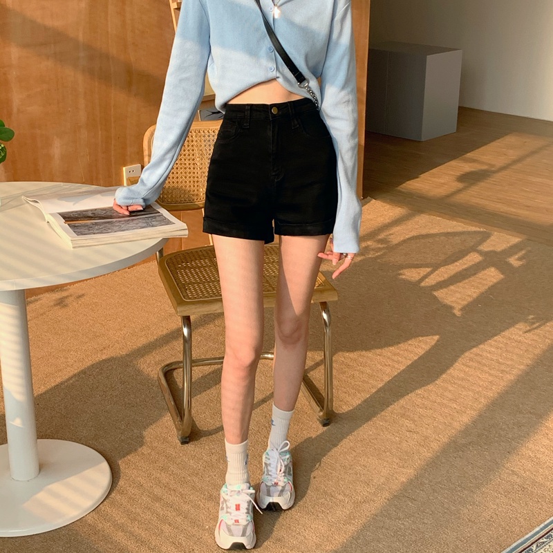 Quần Short Denim Ống Đứng Ôm Dáng Co Giãn Thời Trang Mùa Hè Cho Nữ