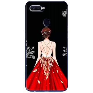 Ốp lưng oppo f9 - cô gái đầm đỏ nền đen