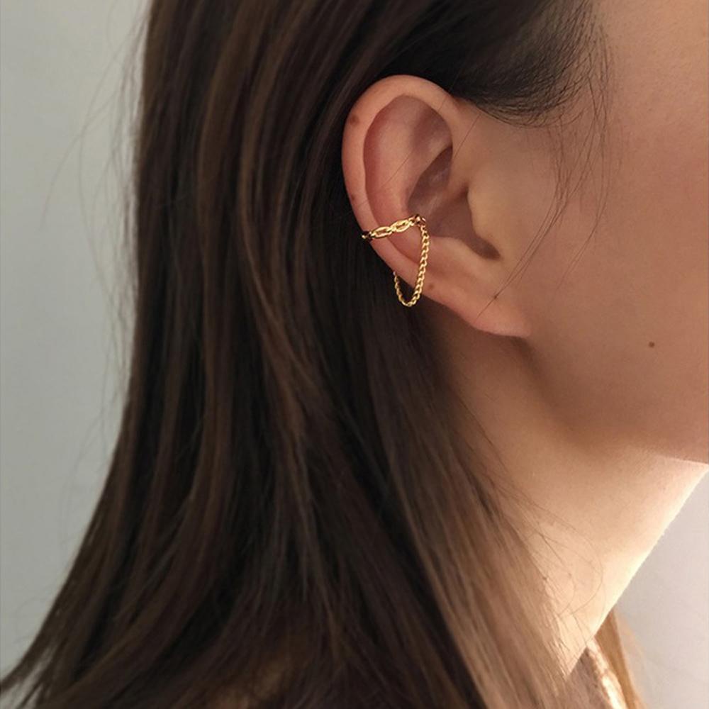 Khuyên Tai Dạng Chuỗi Hai Lớp Thời Trang Dự Tiệc MXMUSTY|Khuyên Tai Nữ Mạ Bạc Không Xỏ Lỗ Thời Trang