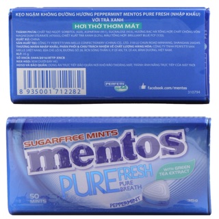 Kẹo ngậm không đường Pure Fresh hương Peppermint hộp 35g