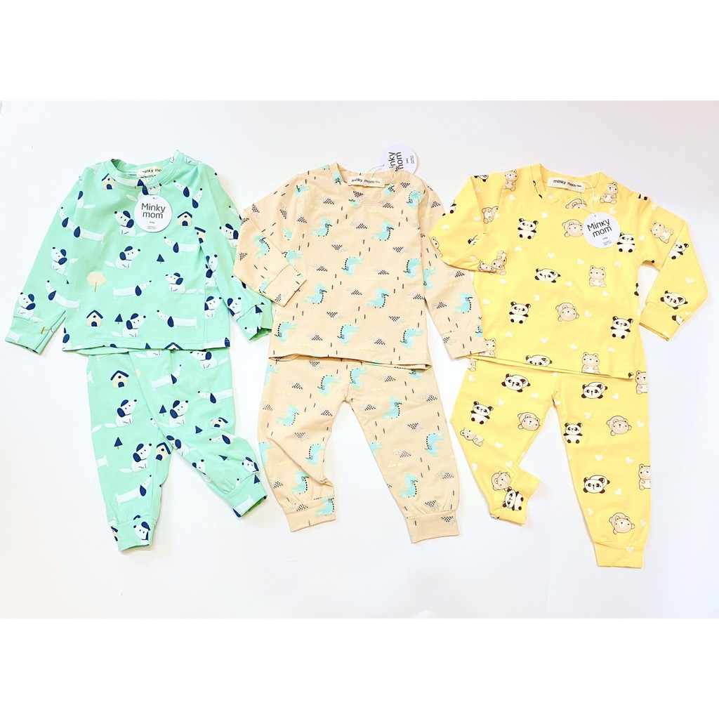Bộ Cotton 100%  Minky Mom In Họa Tiết con vật - cầu vồng Cho Bé trai và bé gái