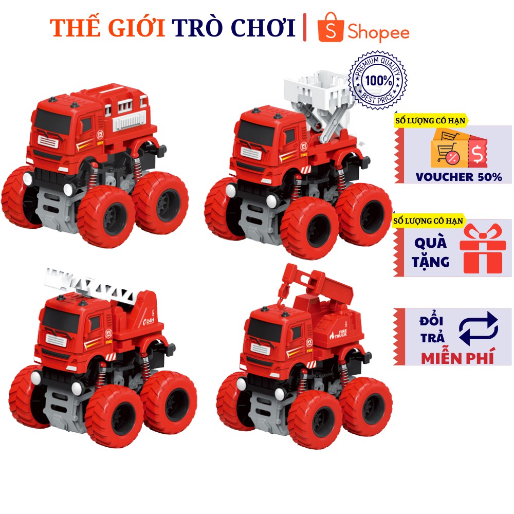Xe Ô Tô Đồ Chơi - Xe Cứu Hỏa - Không dùng pin - Chạy Cót Quán Tính - Bền Đẹp - Thế giới trò chơi