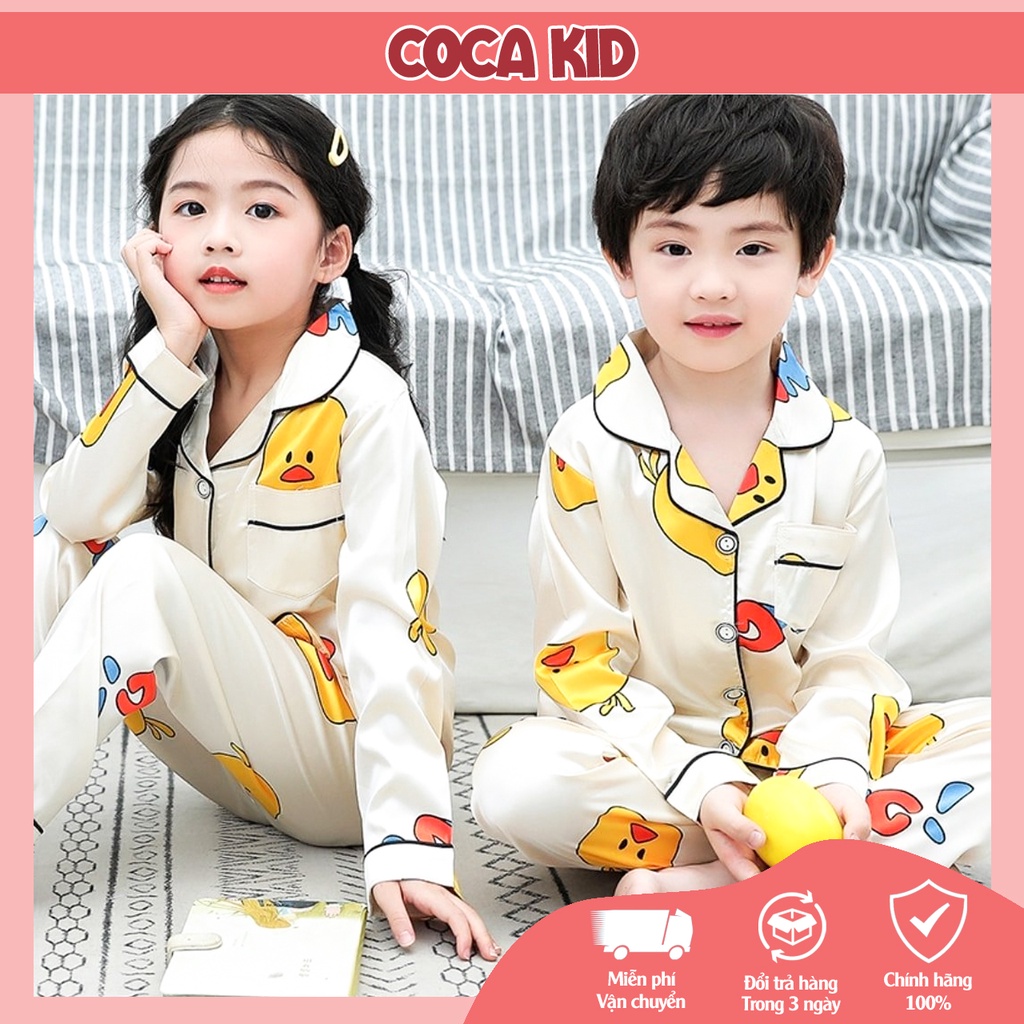 Đồ Ngủ Cho Bé, Đồ Bộ Pijama Bé Tra, Bộ Pijama Cho Bé Gái Chất Lụa In Hình Cực Yêu Cho Bé Từ 8kg - 39