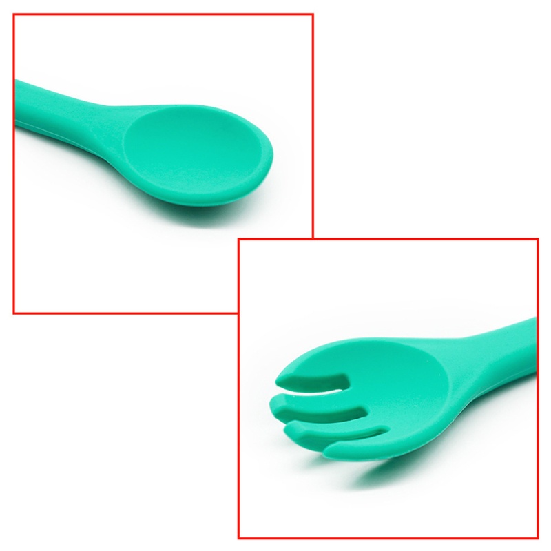 Bộ Tô Muỗng Nĩa Ăn Chia Ngăn Bằng Silicone Không BPA Dành Cho Trẻ Sơ Sinh