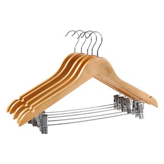 Móc Quần Áo Bằng Gỗ Hình Tam Giác- Treo Bộ Đồ, Có Kẹp Ở Dưới Tiện Dụng- Móc Khách Sạn Và Các Shop