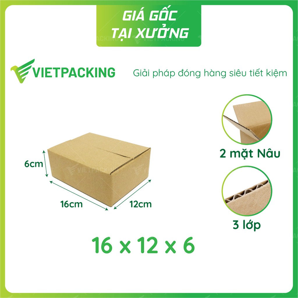 16x12x6 - 25 hộp carton gói hàng siêu đẹp V077