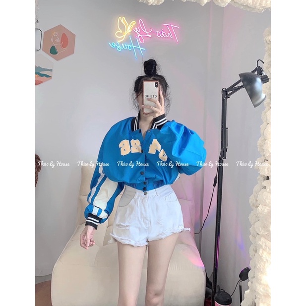 Áo khoác bomber dù dáng lửng nữ 5426 form rộng 2 lớp