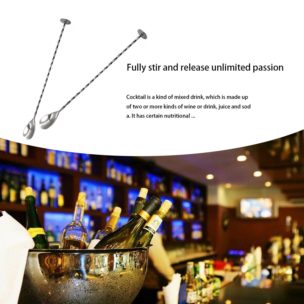 [Choosewho1] Long Handle Wine Stirrer Bar Pub Home Kitchen Beverage Blender Twist Cup Stainless Steel Stirring Spoon