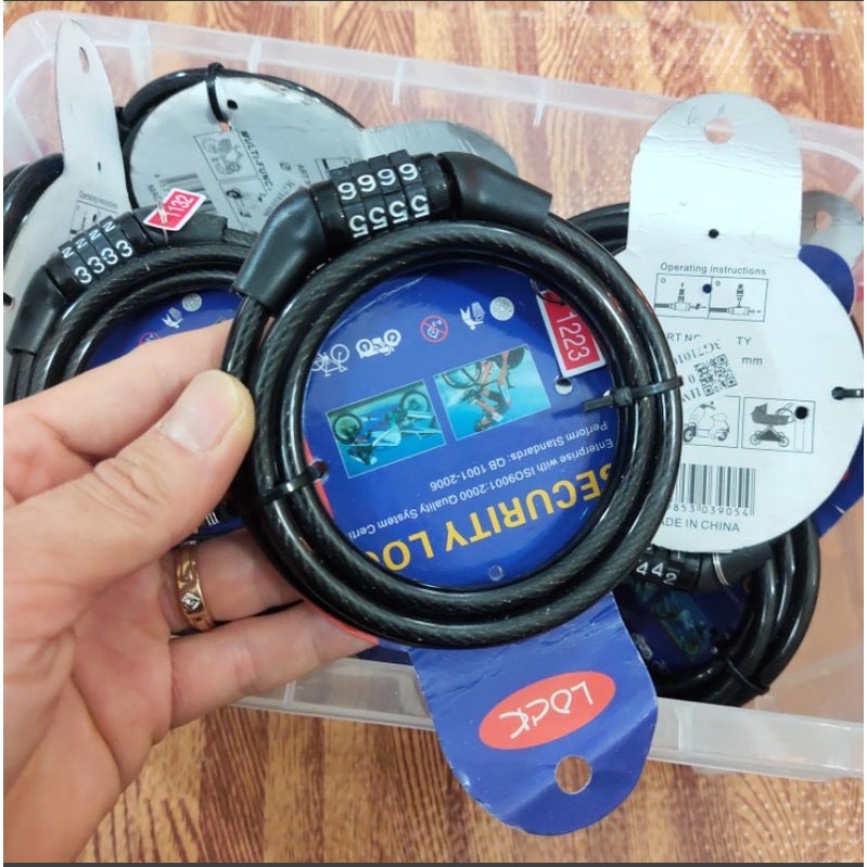 Khoá xe đạp dây xoắn 4 số khóa dây xe đạp thể thao