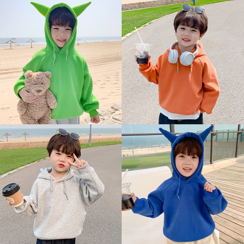 Áo Hoodie Tay Dài Dáng Rộng Màu Sắc Đơn Giản Dành Cho Bé