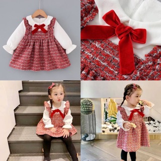 Váy dạ đỏ bé gái