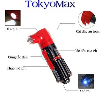 ⚡️GIẢM GIÁ SỐC⚡️Búa Thoát Hiểm Đa Năng Trên ô Tô Kèm Đèn Pin Và Tua Vít Tiện Ích