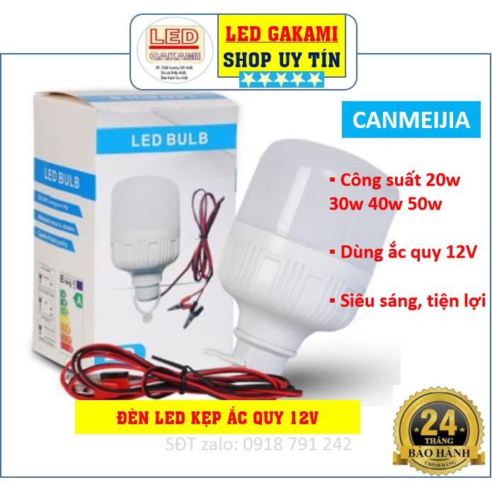 Bóng đèn led 12v Canmeijia 30w 40w 50w kẹp bình ắc quy siêu sáng, Chipled 5730 cao cấp