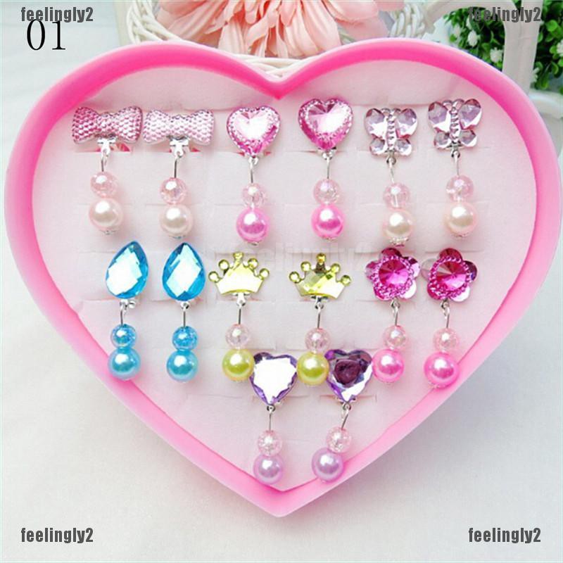 ❤Mặt Trời❤ Set 7 Bông Tai Nhựa Dáng Dài Thiết Kế Đáng Yêu Cho Bé Gái
