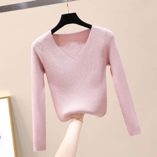 Áo len tăm cổ tim và cổ 3p