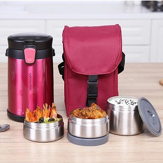 [Lock&Lock] Bộ hộp cơm giữ nhiệt LHC8034 2000ml (Màu Hồng)