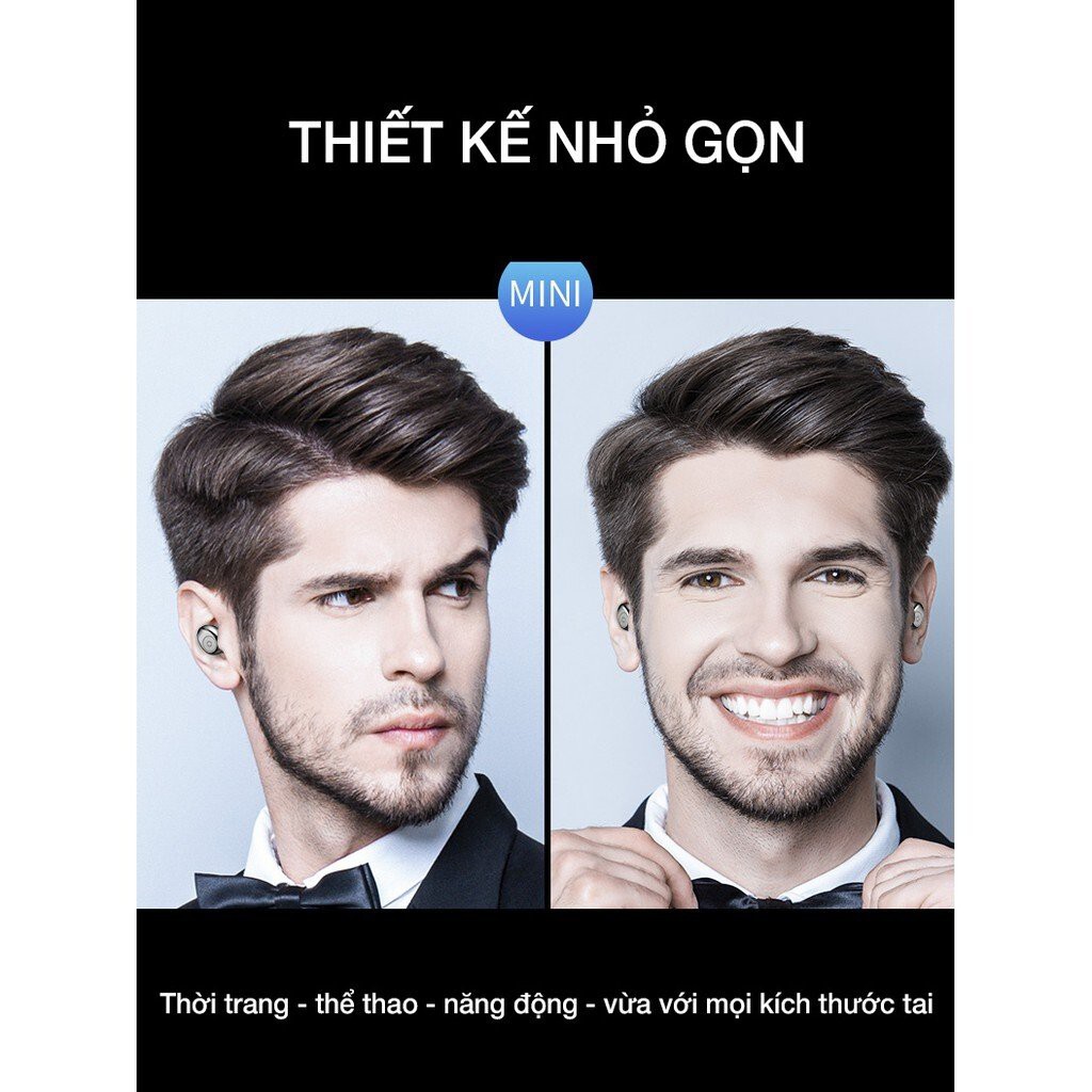 Tai nghe Bluetooth F 9 bản không dây cảm ứng chống nước IX5, chống ồn tích hợp sạc dự phòng 2500mAh