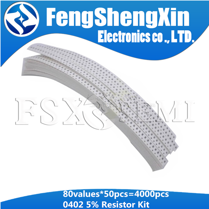 Bộ 4000 điện trở 0402 SMD 5% 10ohm-1M ohm 10R 100R 10K loại 80 giá trị