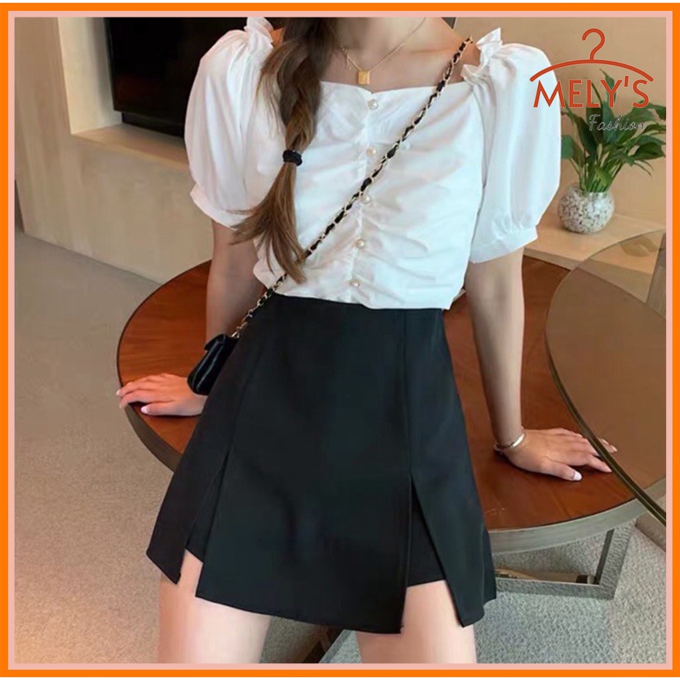 Quần giả váy nữ chữ A cạp cao xẻ tà có bigsize đẹp phong cách trẻ trung duyên dáng năng động Mely Fashion CV11