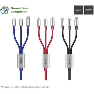 Cáp sạc 3 đầu (Lightning, Micro Usb, Type C ) Hoco U17