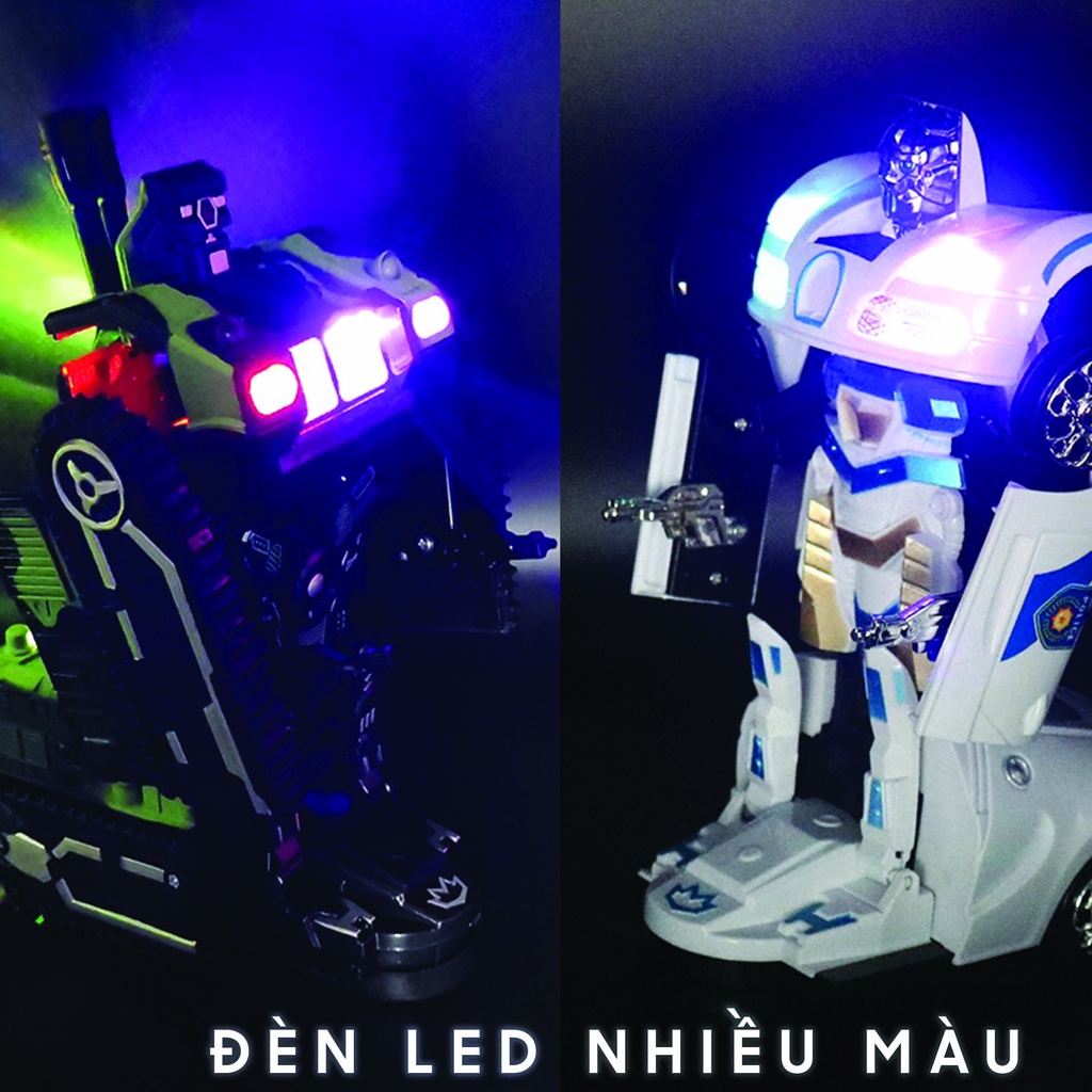 Xe đồ chơi cho bé Xe cảnh sát biến hình Robot có nhạc đèn và cảm biến tránh vật cản XDC17 KIDS GARDEN