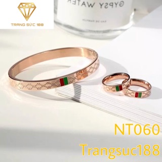 Nhẫn titan ko đEn hoa văn NT060