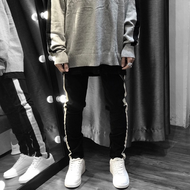 Quần jeans đen sọc ko rách (ko có khóa zip)