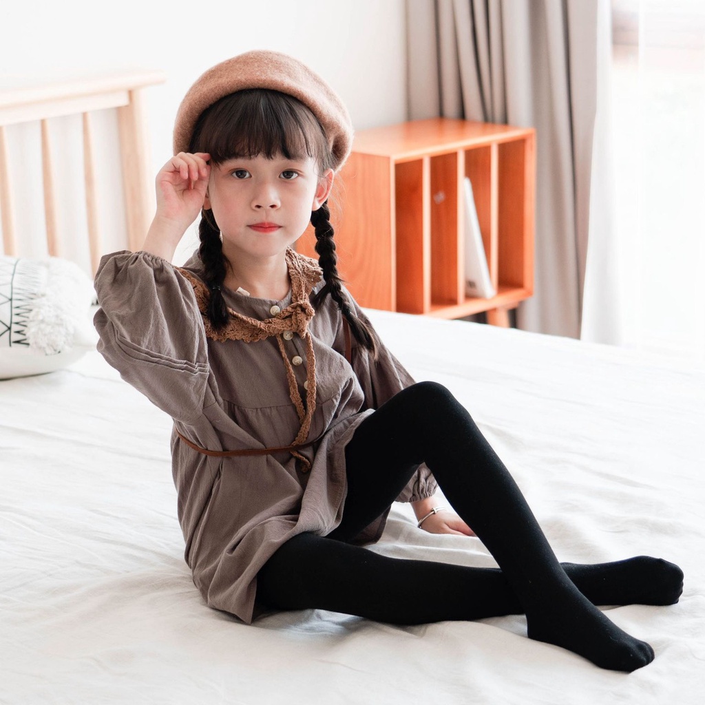 Quần tất lót lông cừu dày dặn giữ ấm thời trang Hàn Quốc cho bé gái