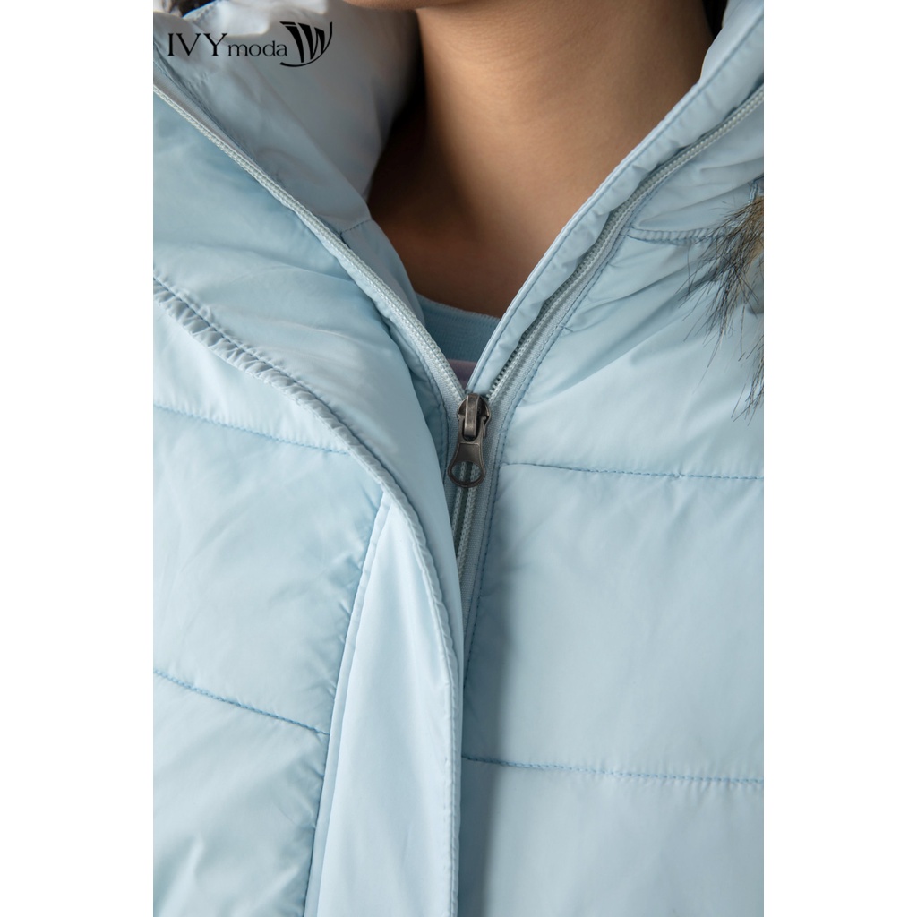 Áo khoác phao nữ cổ viền lông IVY moda MS 70B9103