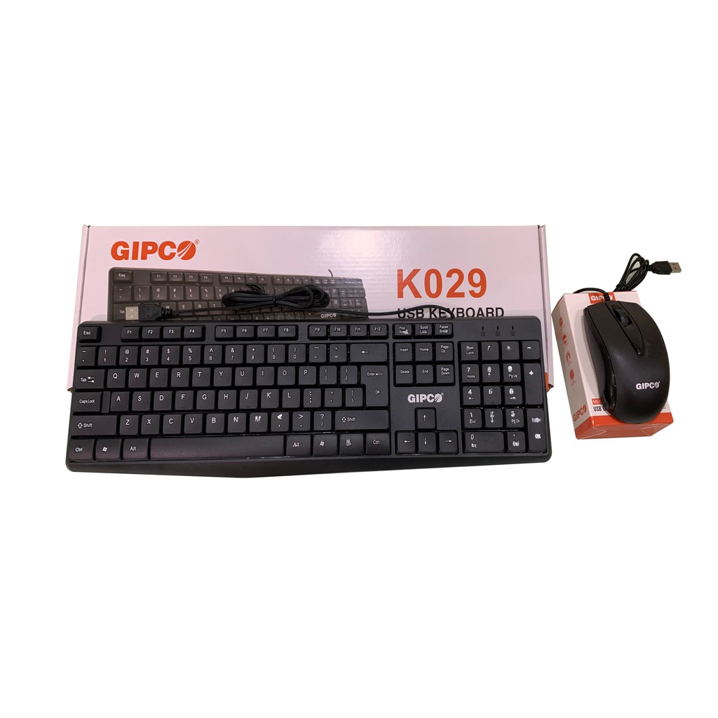 Bộ phím chuột có dây Gipco- Phím K029 + Chuột M059 - Hàng chính hãng