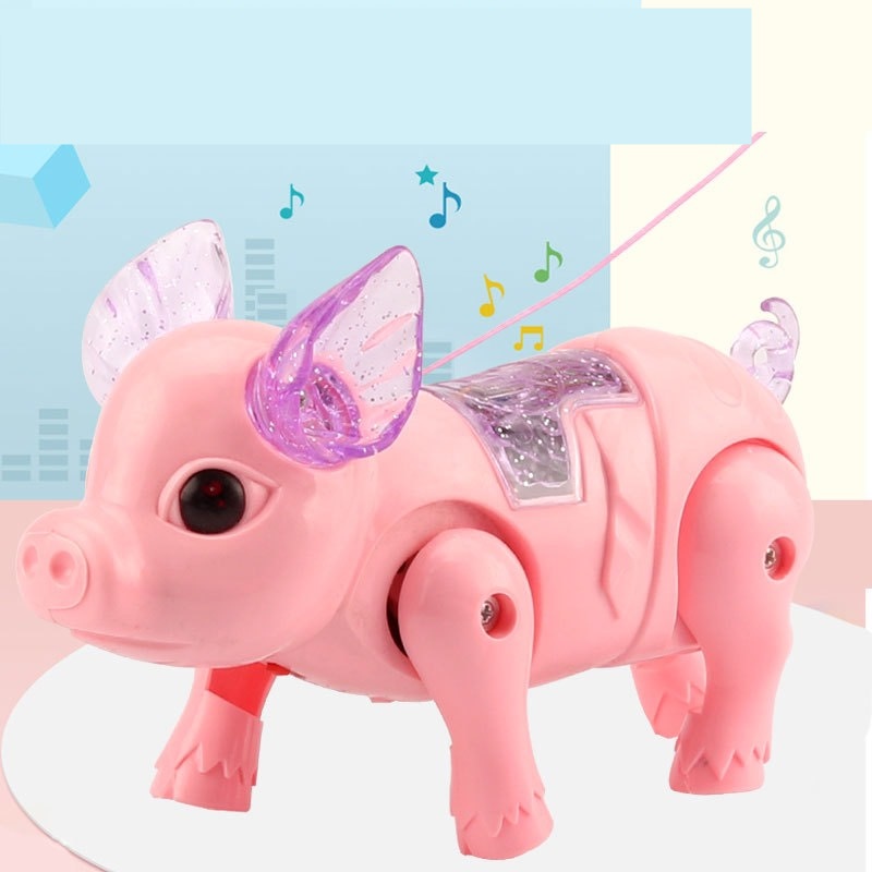 Đồ chơi Heo biết đi phát nhạc, có đèn và có dây dắt