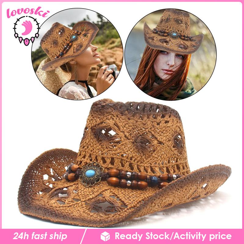 Nón Cao Bồi Bằng Rơm Chống Nắng Phong Cách Cao Bồi Cổ Điển Có Thể Tháo Rời Dùng Khi Đi Du Lịch