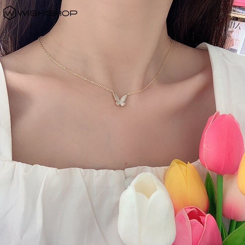 Vòng cổ mặt hình bướm bằng kim loại phong cách Hàn Quốc sáng tạo thời trang cho nữ