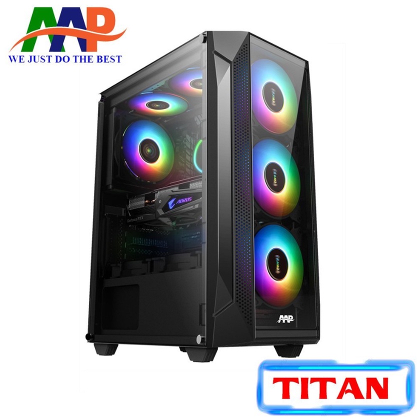 Case AAP TITAN GAMING (Hông + Mặt trước kính cường lực, ko fan đi kèm). VI TÍNH QUỐC DUY