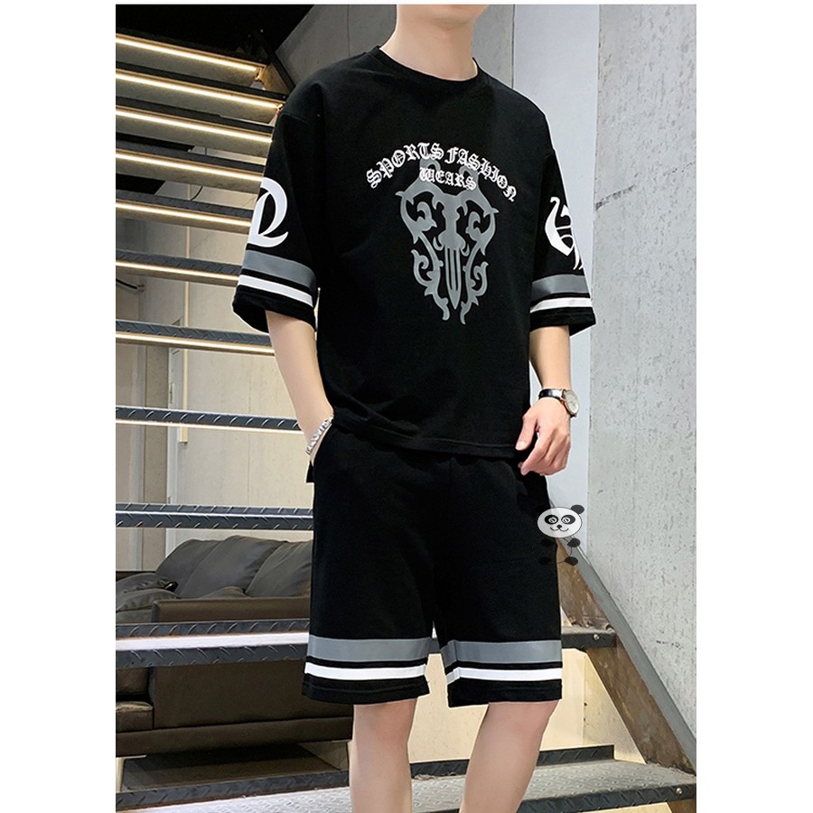 Đồ Bộ Hè Thể Thao Mặc Nhà Nam In Hoa Văn HV01 Tặng 1 KT