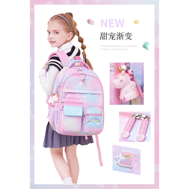 Ba lô học sinh bé gái siêu nhẹ chống nước cao cấp phong cách mới - Fortune Mouse HS1057A